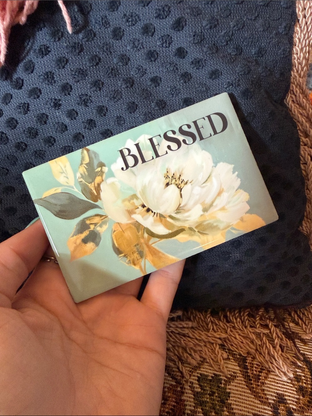 Blessed Magnet Floral Trinket - Mint & Gold Accent